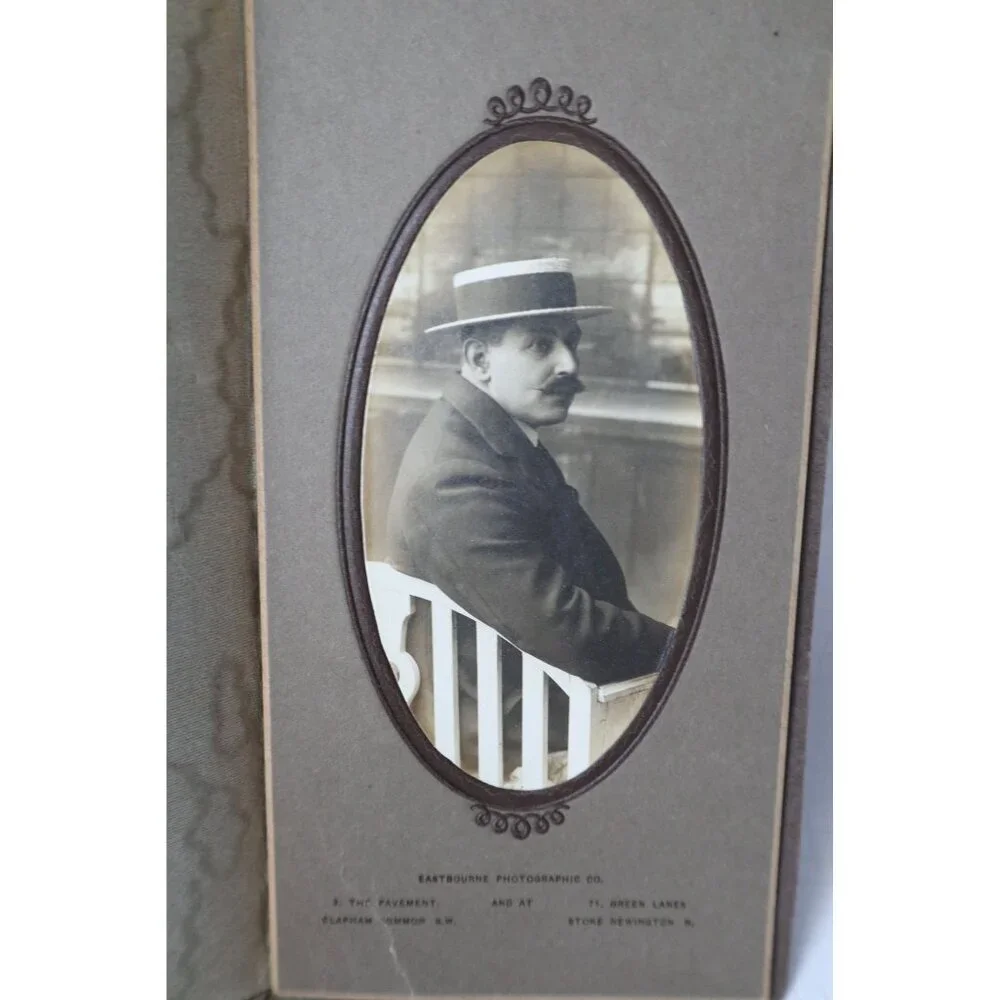 4 Victorian Photographs on Board Man Woman Piano Portrait Vintage Black White Pi - Picture 2 of 5